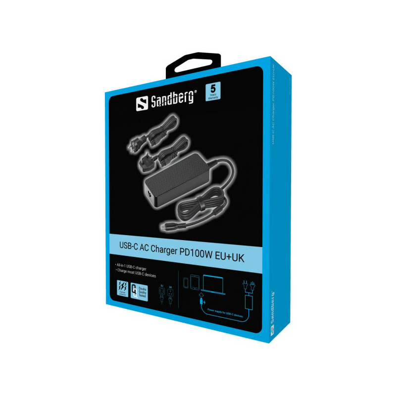 Punjač za laptop Sandberg USB-C AC PD100W 135-82 - Image 0