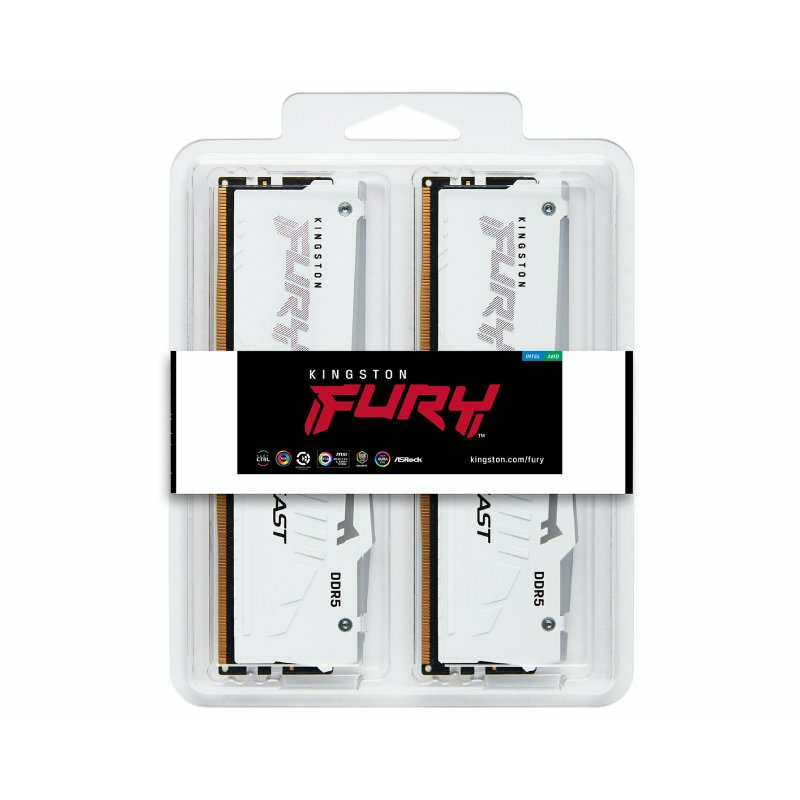 KINGSTON DIMM DDR5 64GB (2x32GB kit) 5200MT/s KF552C36BWEAK2-64 Fury Beast RGB White Expo - Image 1