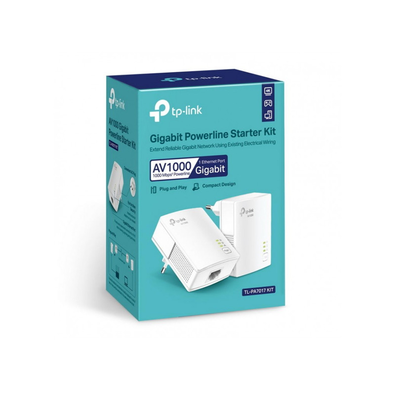 Powerline adapter TP-LINK TL-PA7017 KIT AV1000/1GB/HomePlug AV2/HomePlug AV/300m - Image 0