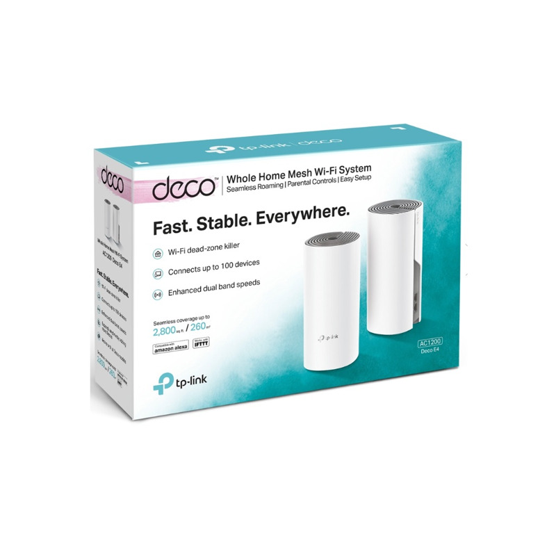 Mrežni mesh sistem TP-LINK DECO E4(3-PACK) Wi-Fi/AC1200/867Mbps/300Mbps/2x LAN/2 antene - Image 0