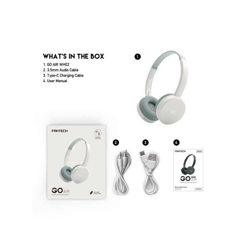 Bluetooth slušalice Fantech GO Air WH02 bež - Image 0